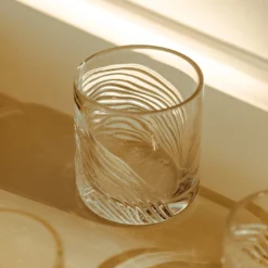 Tumbler in cristallo trasparente Zefiro inciso a mano