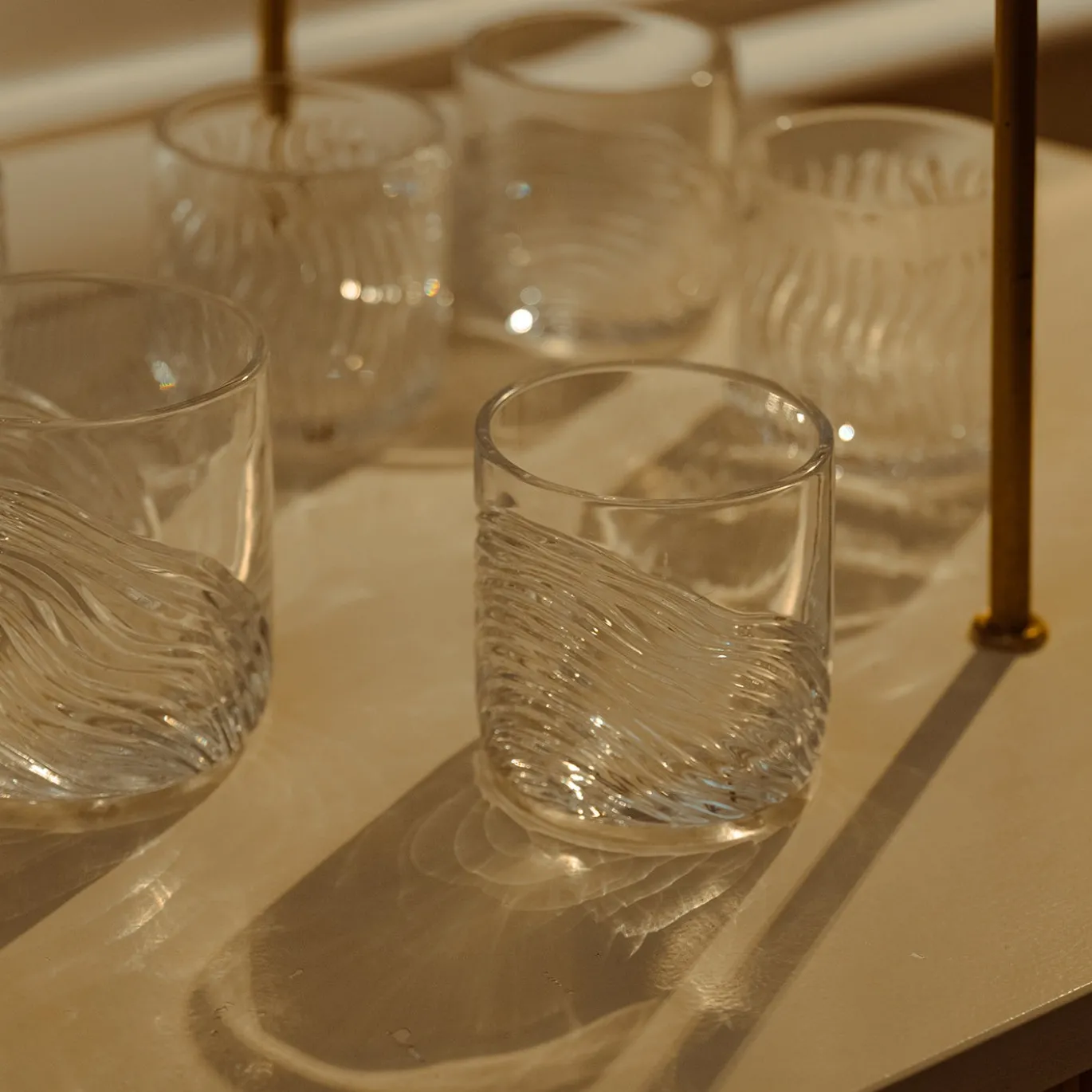 Tumbler in cristallo trasparente Zefiro inciso a mano