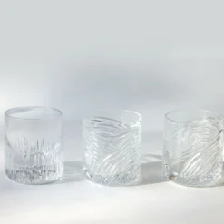 Tumbler in cristallo trasparente Zefiro inciso a mano