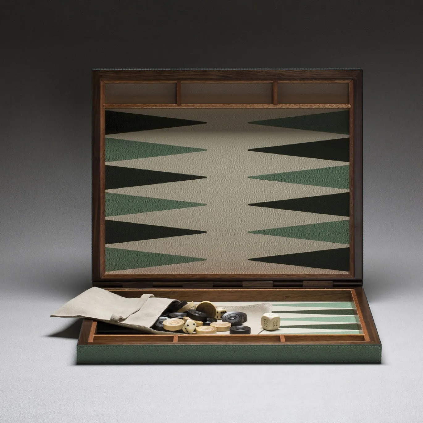 Valigetta Backgammon Piccola in Pelle Verde