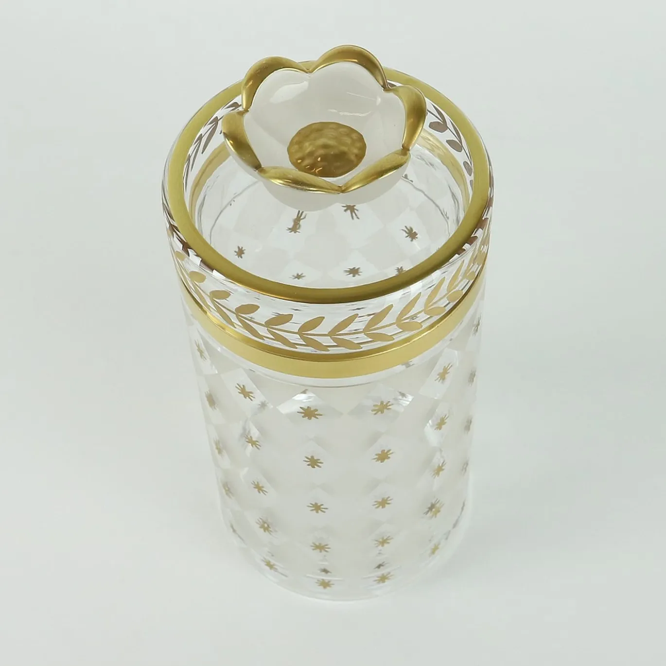 Vaso alto in vetro con motivo alloro oro