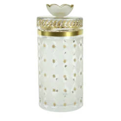 Vaso alto in vetro con motivo alloro oro