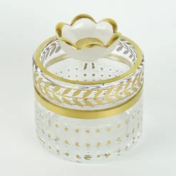 Vaso basso in vetro con motivo alloro oro