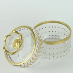 Vaso basso in vetro con motivo alloro oro