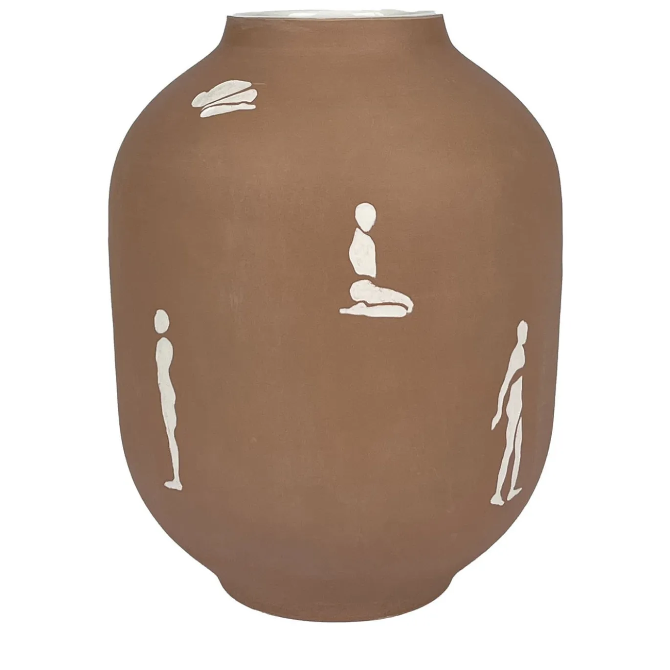 Vaso con Figure Vaso bianco e beige