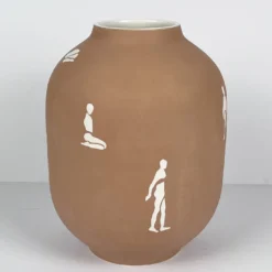 Vaso con Figure Vaso bianco e beige
