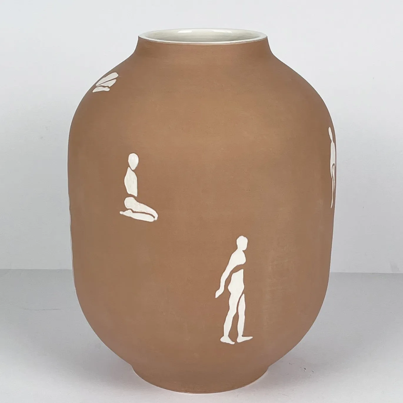 Vaso con Figure Vaso bianco e beige