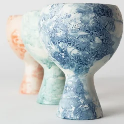 Vaso di erbe Graal bianco e arancione