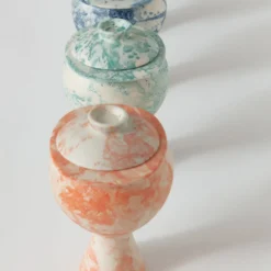 Vaso di erbe Graal bianco e arancione