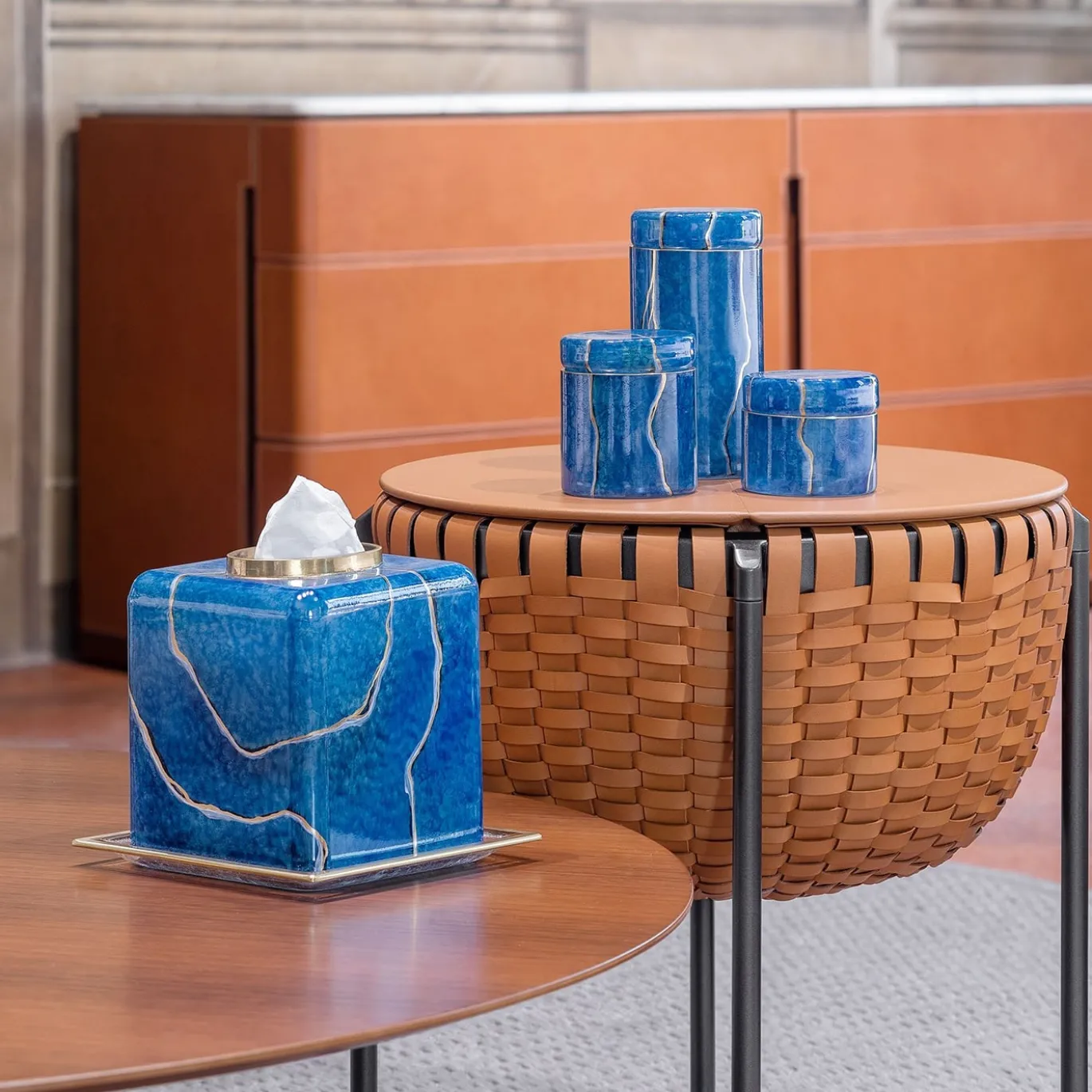 Vaso in vetro Lapislazzuli con coperchio