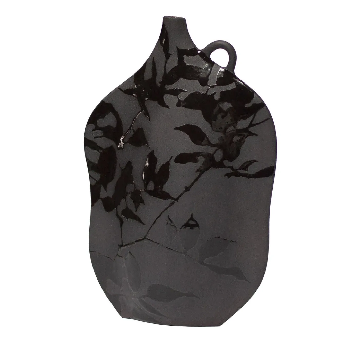 Vaso Ombra in gres nero con dettagli lucidi #1