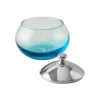 Vaso rotondo in cristallo con coperchio placcato argento
