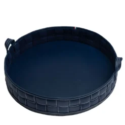 Vassoio cilindrico annodato Ponza in ecopelle blu navy