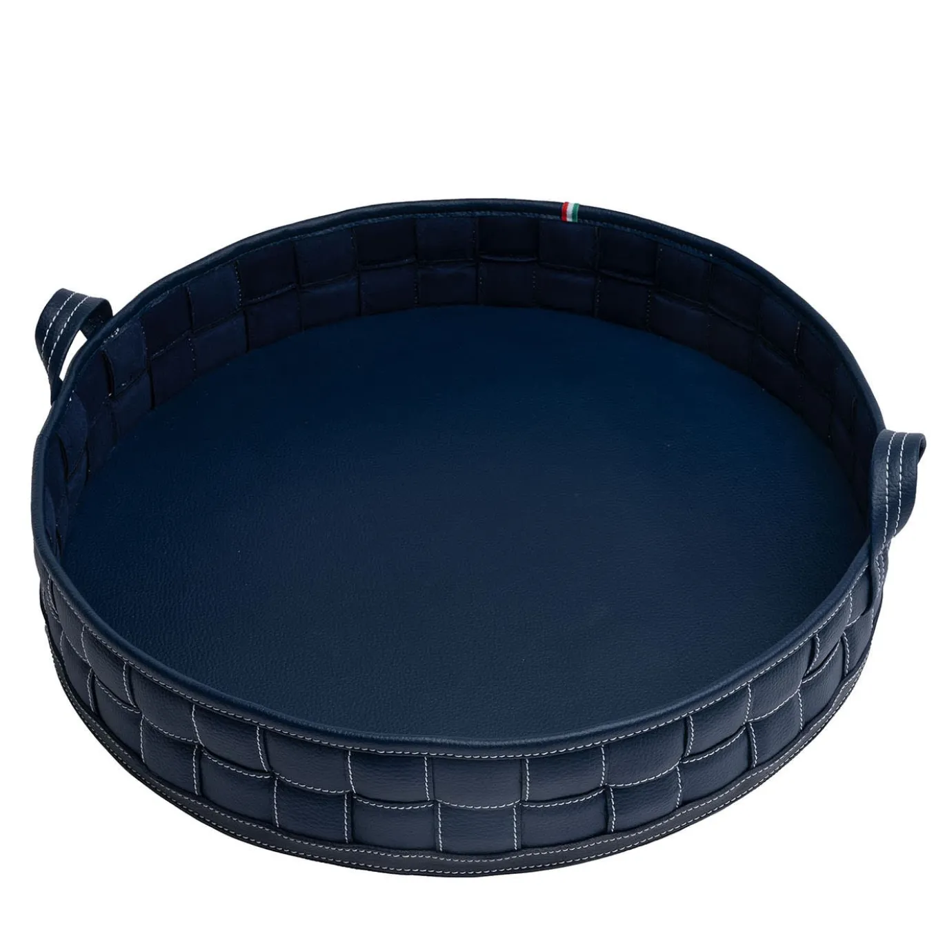 Vassoio cilindrico annodato Ponza in ecopelle blu navy