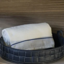 Vassoio cilindrico annodato Ponza in ecopelle blu navy