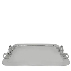Vassoio con maniglie in ottone argentato e morsetto per cavalli