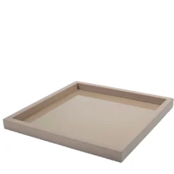 Vassoio Febe Lacquer Quadrato Grande in Pelle Beige