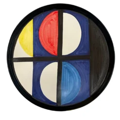 Vassoio in ceramica rosso-blu-giallo Bauhaus di Benedetto Longobardi