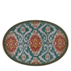 Vassoio in ferro dipinto a mano Ikat
