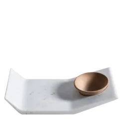 Vassoio in marmo Filo con ciotola in legno di cedro