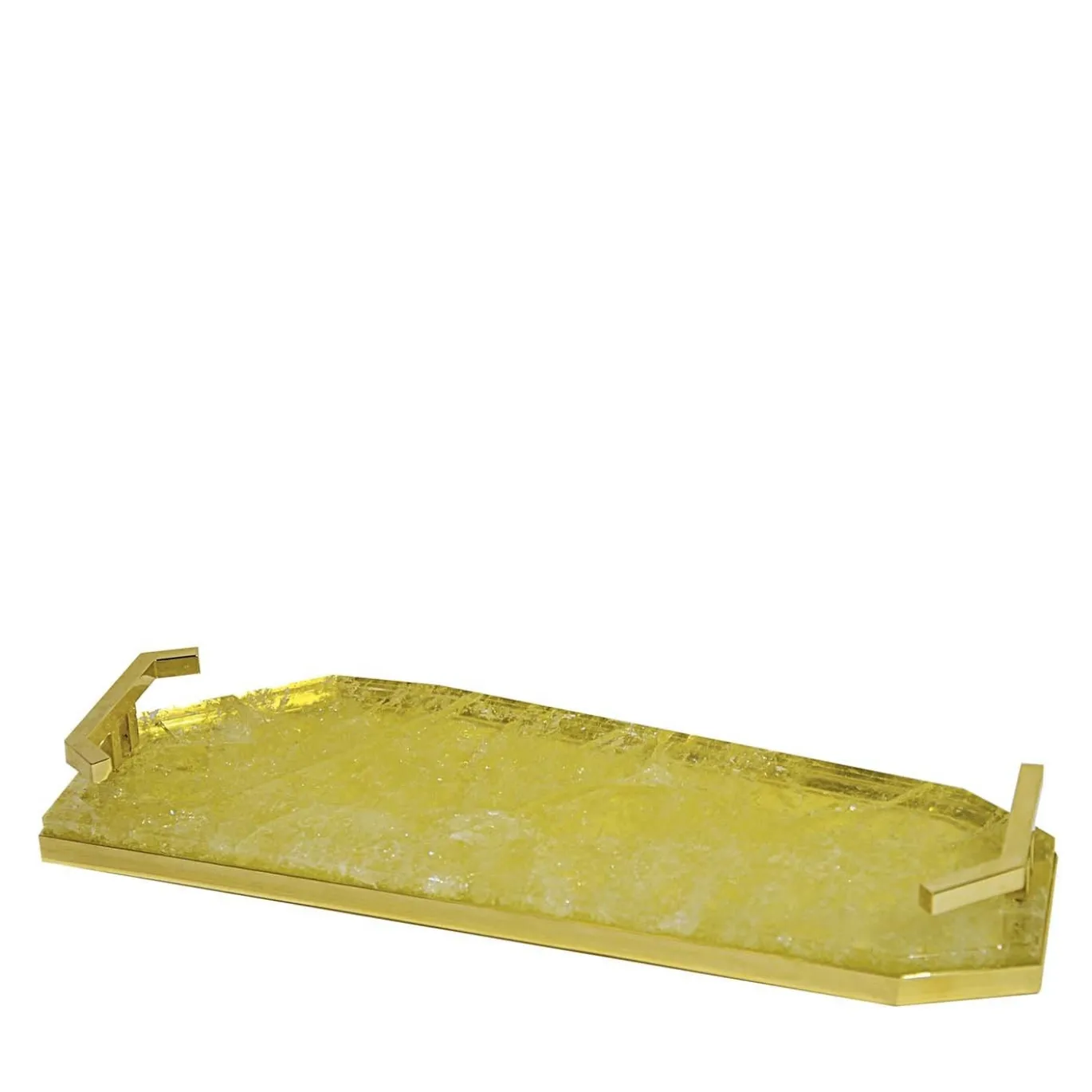 Vassoio in ottone con quarzo giallo