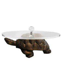 Vassoio Lucky Turtle in Legno con Finitura in Bronzo
