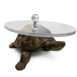 Vassoio Lucky Turtle in Legno con Finitura in Bronzo
