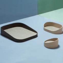 Vassoio piccolo ovale Chevron beige per valigie