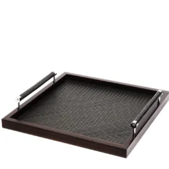 Vassoio quadrato Diana Ebony intrecciato a mano