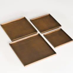 Vassoio quadrato in ottone brunito