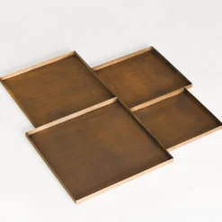 Vassoio quadrato in ottone brunito