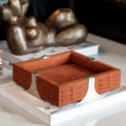 Vassoio Quadrato in Pelle Arancione Raban S