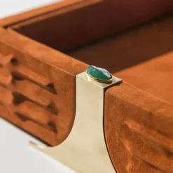 Vassoio Quadrato in Pelle Arancione Raban S