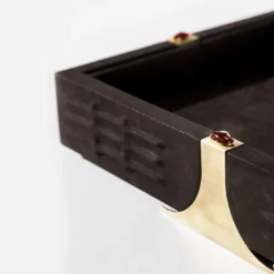 Vassoio Quadrato in Pelle Marrone Raban S