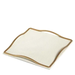 Vassoio quadrato in pelle Wave