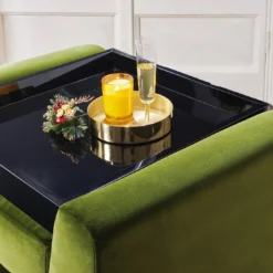 Vassoio quadrato Paolino in laccato nero lucido