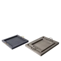 Vassoio quadrato Thalia con manglie oro