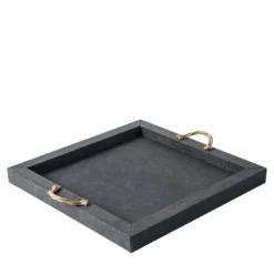 Vassoio quadrato Thalia con manglie oro