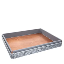 Vassoio rettangolare grigio extra-large con inserti di corda
