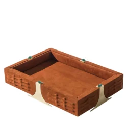 Vassoio Rettangolare in Pelle Arancione Raban R