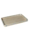 Vassoio rettangolare Lulù in travertino con inserti in filo PVC Blu