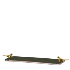 Vassoio rettangolare mini oliva con uccelli in ottone