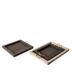 Vassoio rettangolare piccolo Thalia con manglie oro