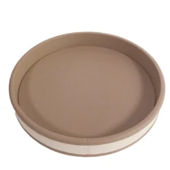 Vassoio rotondo beige a strisce