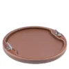 Vassoio rotondo chic in pelle marrone