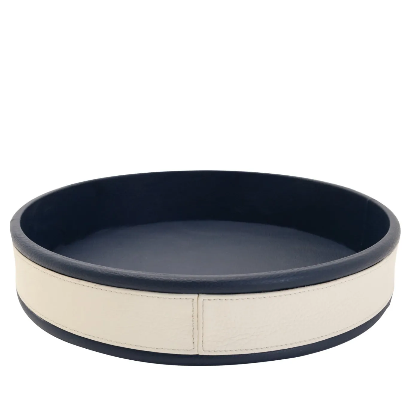 Vassoio rotondo in pelle Navy