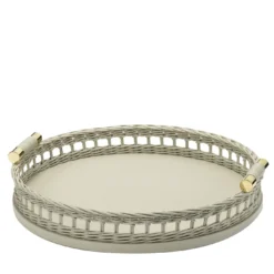 Vassoio rotondo Suzette con maniglie in ottone lucido