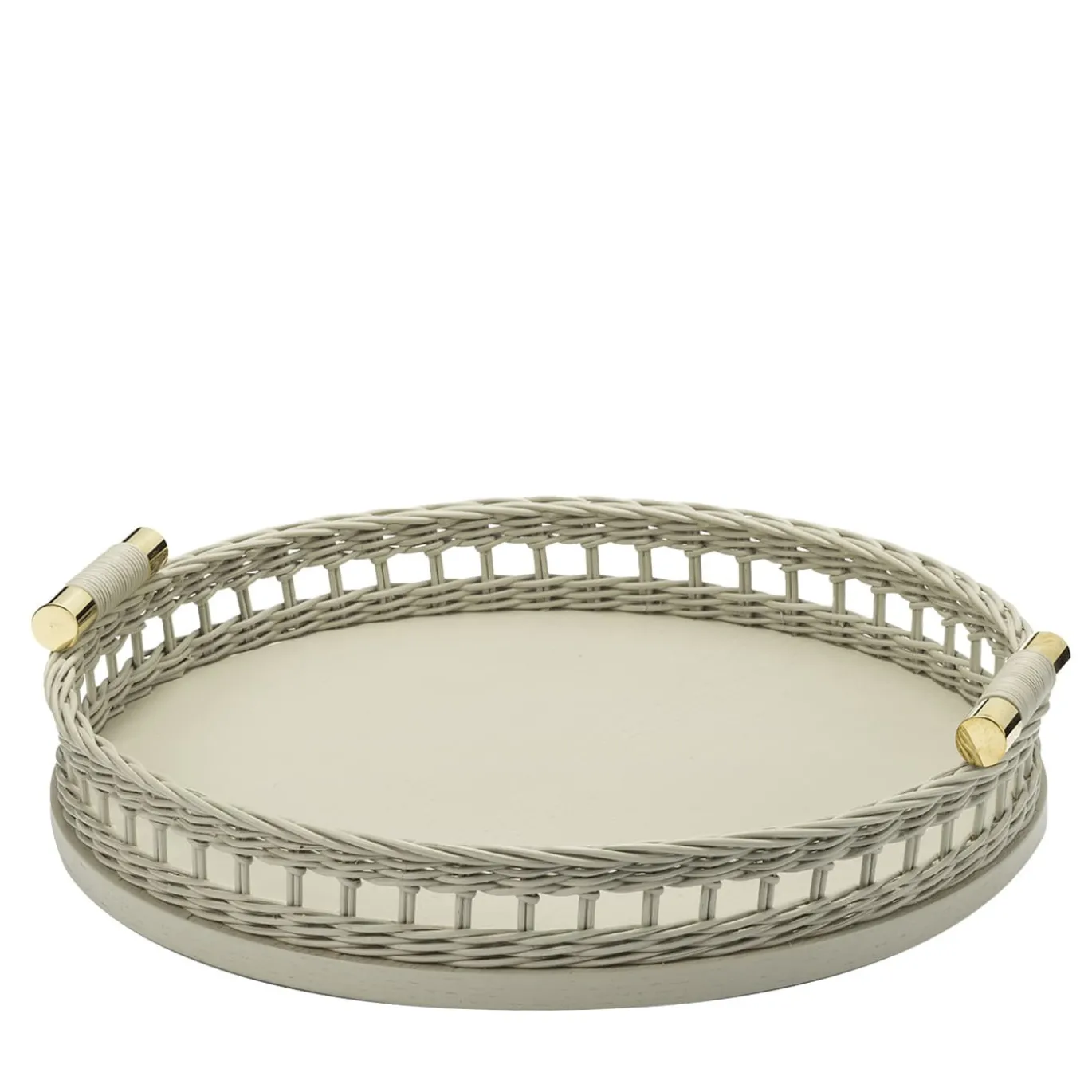 Vassoio rotondo Suzette con maniglie in ottone lucido