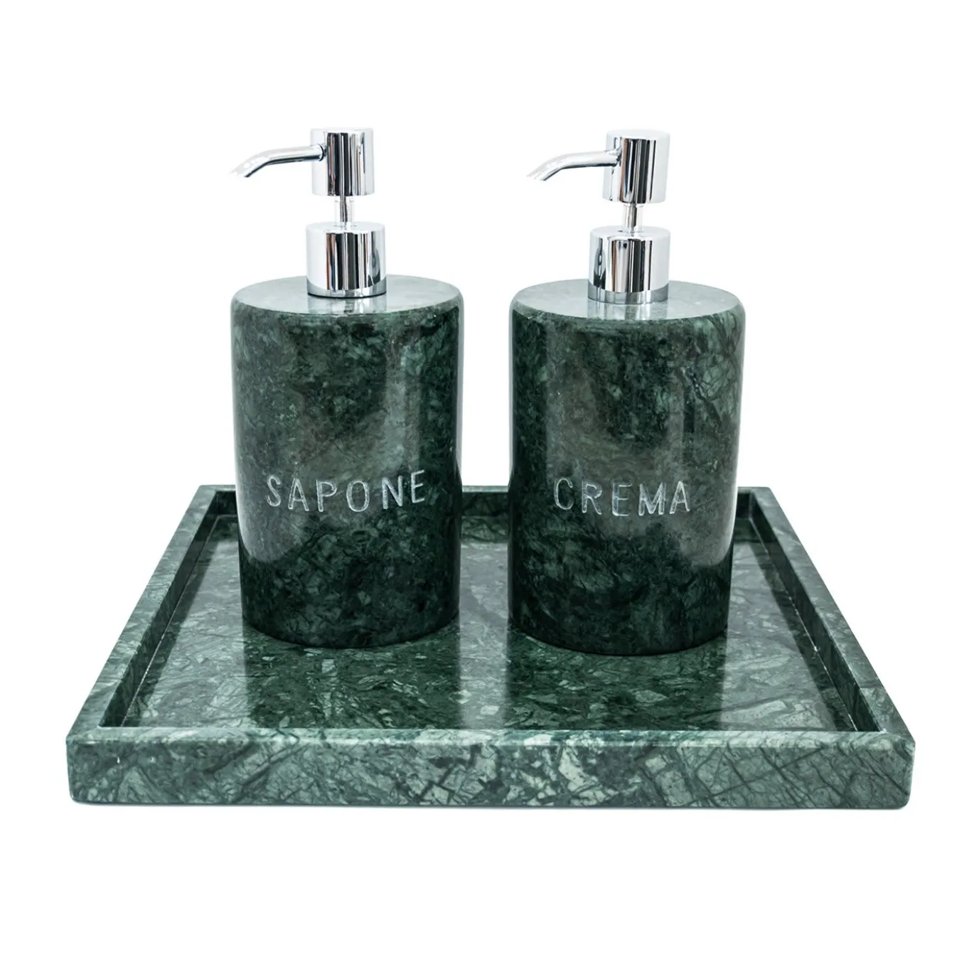 Vassoio Set da Bagno in Marmo Verde