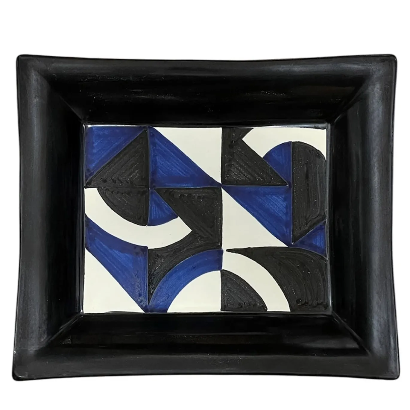 Vassoio tascabile in ceramica blu Bauhaus di Benedetto Longobardi